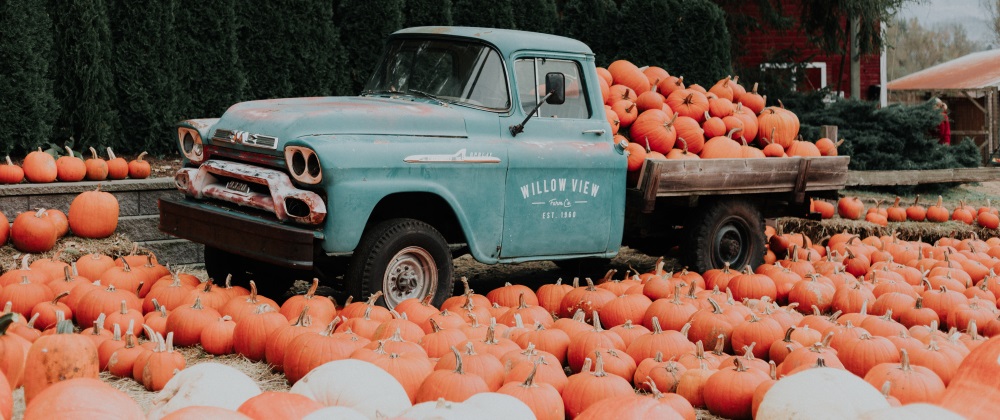 Rusty old truck in a pumpkin patch - Priscilla Du Preez